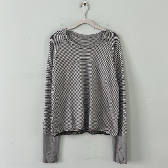 Lululemon Swiftly Tech Long Sleeve 2.0 Race Length White Stripe Top - Picture 1 of 3